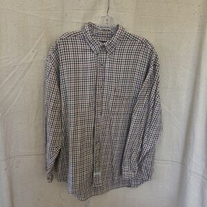 Old College Inn Men's Large Brown Classic Plaid Long Sleeve Button-Down Shirt